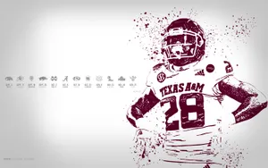 Texas Am Player With A Helmet And A Number On His Face Wallpaper