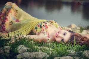 Thailand Woman Lying On Grass Wallpaper