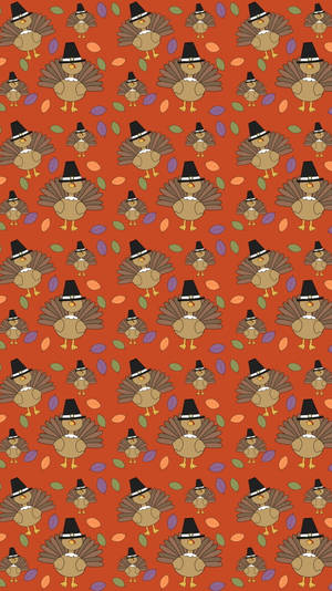 Thanksgiving Aesthetic Turkey Pattern Wallpaper