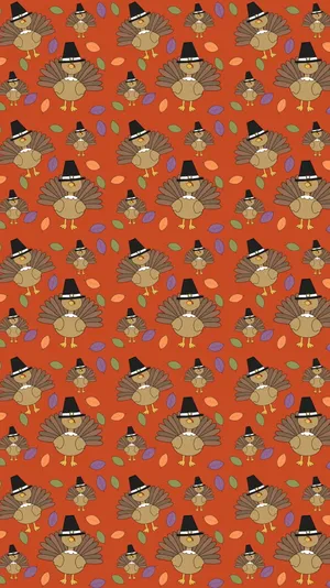 Thanksgiving Aesthetic Turkey Pattern Wallpaper