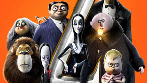 The Addams Family 2 Characters Orange Background Close-up Wallpaper