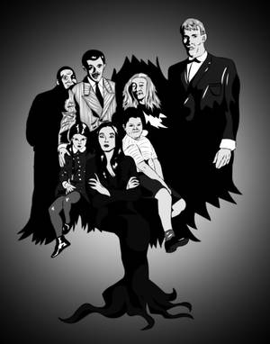 The Addams Family Black And White Wallpaper