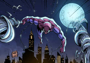 The Amazing Spider Man Swings Through The City To Defeat Villains Wallpaper