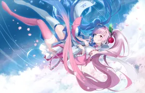 The Beautiful Sakura Miku Dressed In A Vibrant Kimono Wallpaper
