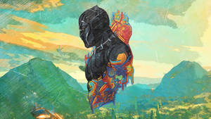 The Black Panther Heroically Standing Amidst Fire Wallpaper