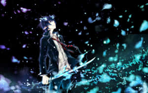 The Blue Flame Power - Rin Okumura In Action Wallpaper