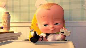 The Boss Baby With Tape Recorder Wallpaper