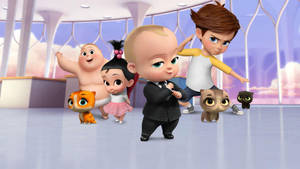 The Boss Baby With Three Kittens Wallpaper