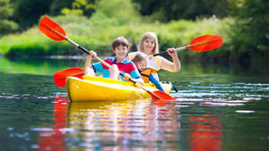 The Canoeing Family Wallpaper