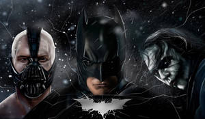 The Dark Knight Batman Bane And Joker Artwork Wallpaper