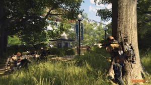 The Division 2 Gunfight In Forest Wallpaper