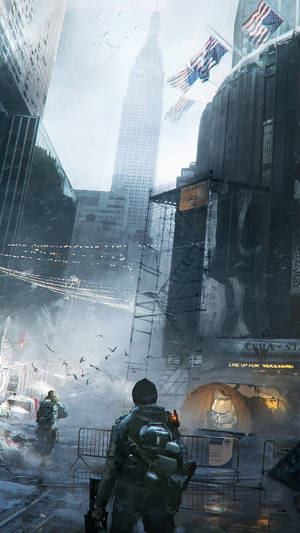 The Division Phone Soldiers And Skyscrapers Wallpaper
