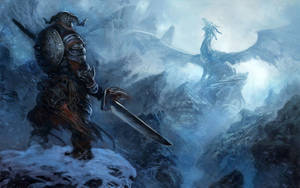 The Elder Scrolls V Skyrim Warrior In The Snow Wallpaper