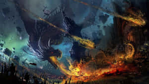 The Epic Dragon Dragon Soars Above The Clouds Wallpaper