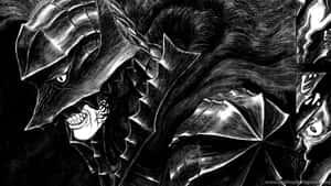The Epic Hero Guts Riding Atop A Giant Black Dragon In The Berserk Manga. Wallpaper