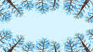 The Fresh Winter Air Glimmers Through The Cloudy Trees In The Forest. Wallpaper