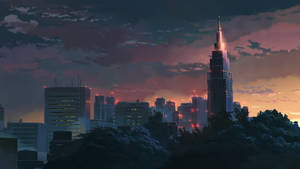 The Garden Of Words Anime Tokyo High Rise Buildings Wallpaper