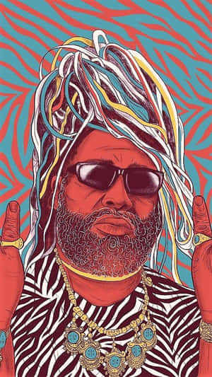 The Godfather Of Funk, George Clinton, Radiant In Artistic Style Wallpaper