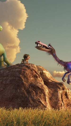 The Good Dinosaur And A Velociraptor Wallpaper