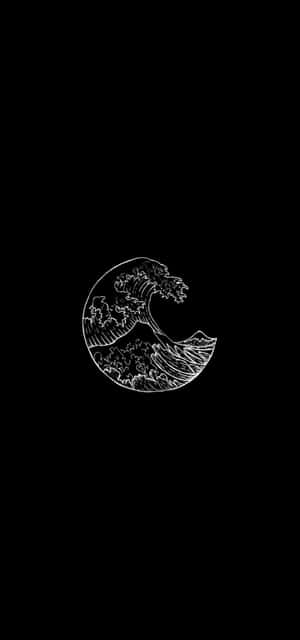 The Great Wave Art Black And White Aesthetic Phone Wallpaper
