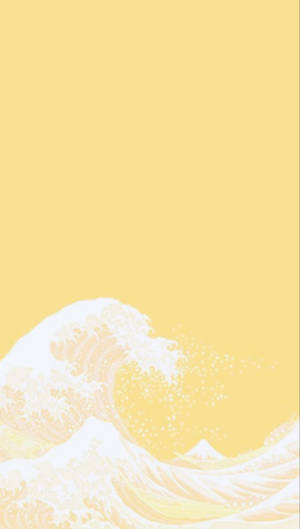 The Great Wave Pastel Yellow Background Wallpaper