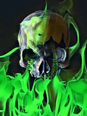 The Green Fire Skull – A Sinister Symbol Of Power Wallpaper