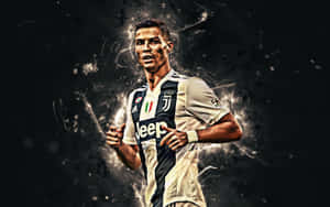 The Iconic Cristiano Ronaldo In Mid-stride Wallpaper