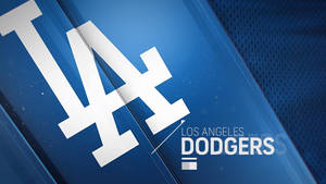 The Iconic Los Angeles Dodgers Logo Against A Vivid Blue Background. Wallpaper