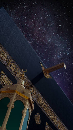 The Kaaba Under Starry Skies Wallpaper