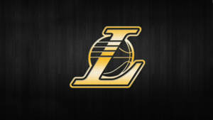 The Los Angeles Lakers Logo Shines In Black And Gold Wallpaper