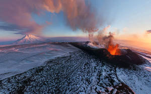 The Magic Behind A Stunning Sunset & Volcano Wallpaper