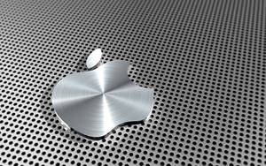 The Majestic Full Hd Silver Apple Emblem On Perforated Steel Wallpaper