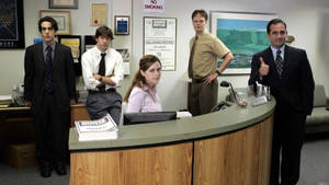 The Office Cast At Reception Wallpaper