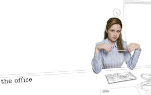 The Office Pam Beesly Sketch Wallpaper