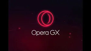 The Opera Gx Logo With A Red Light Wallpaper