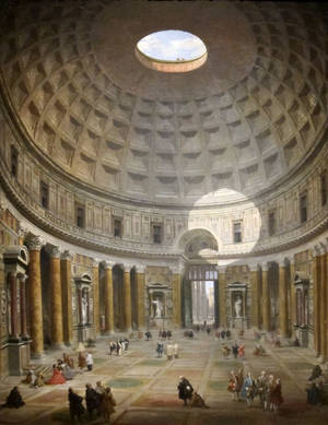 The Pantheon In Rome Painting Wallpaper