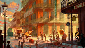The Princess And The Frog In New Orleans Wallpaper