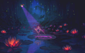 The Princess And The Frog Ray Couple Spotlight Wallpaper