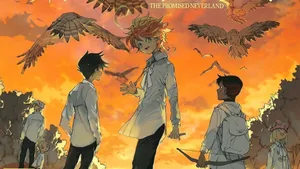 The Promised Neverland Birds At Sunset Wallpaper