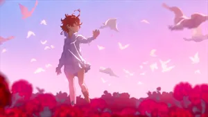 The Promised Neverland Emma With Birds Wallpaper