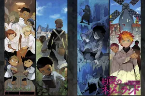 The Promised Neverland Four-way Split Screen Wallpaper