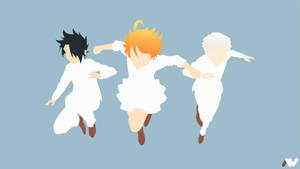 The Promised Neverland Ray Emma And Norman Wallpaper