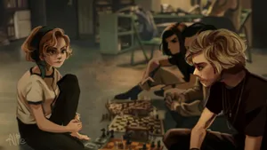 The Queen's Gambit Benny And Beth Training Artwork Wallpaper