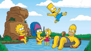 The Simpsons By The Lake Cartoon