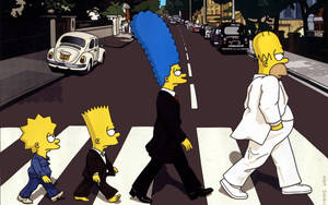 The Simpsons In Abbey Road Wallpaper