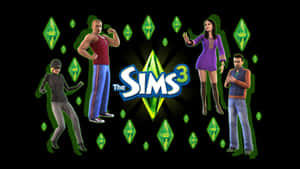 The Sims 3 Logo With People In Front Of It Wallpaper