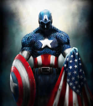 The Superhero Captain America Ready To Embark On His Epic Journey Wallpaper