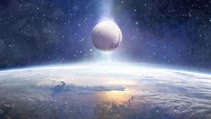 The Traveler Ascending From The Last City In Destiny Wallpaper