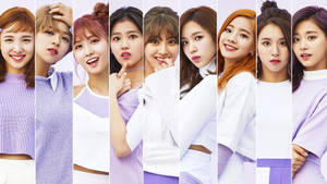 The Twice Girls Looking As Beautiful As Ever In A Lavender Themed Photoshoot Wallpaper