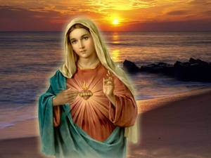 The Virgin Mary Ocean Wallpaper